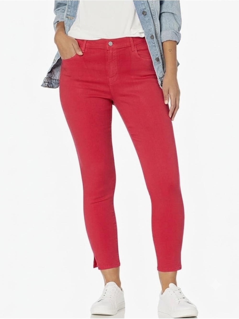 J Brand| Strawberry Red High Rise Crop Skinny Denim Jeans Sz 26
